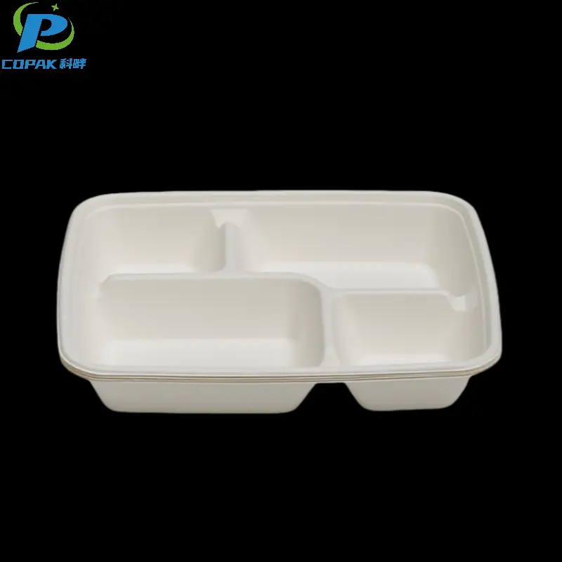 Bagasse Pulp Fiber Molded 4 Compartment Deep Tray