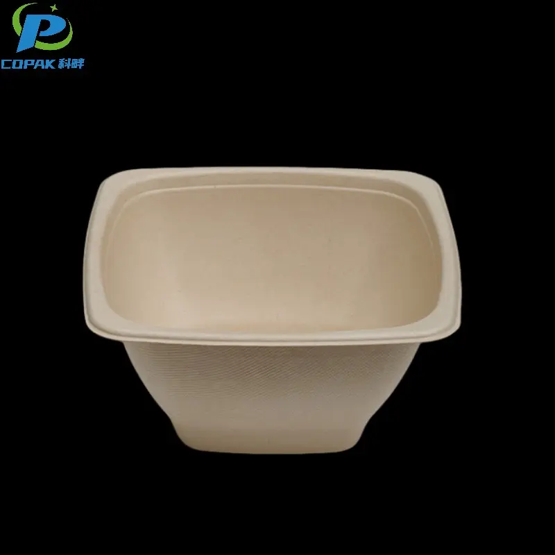 42OZ Bagasse Pulp Bleached Square Bowl