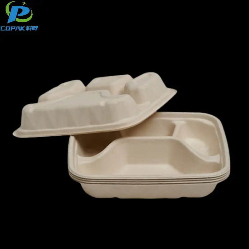 4 Compartment Bagasse Biodegradable Fast Food Container