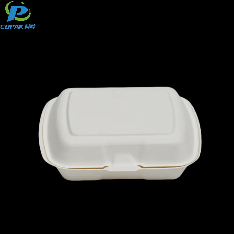 PFAS free 9*8 inch 3-compartment bagasse clamshell