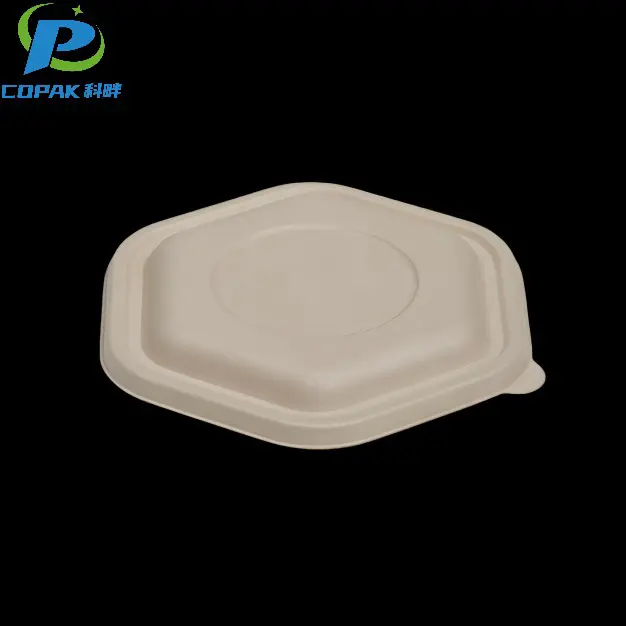 Biodegradable sugarcane pulp lid for bagasse bowls