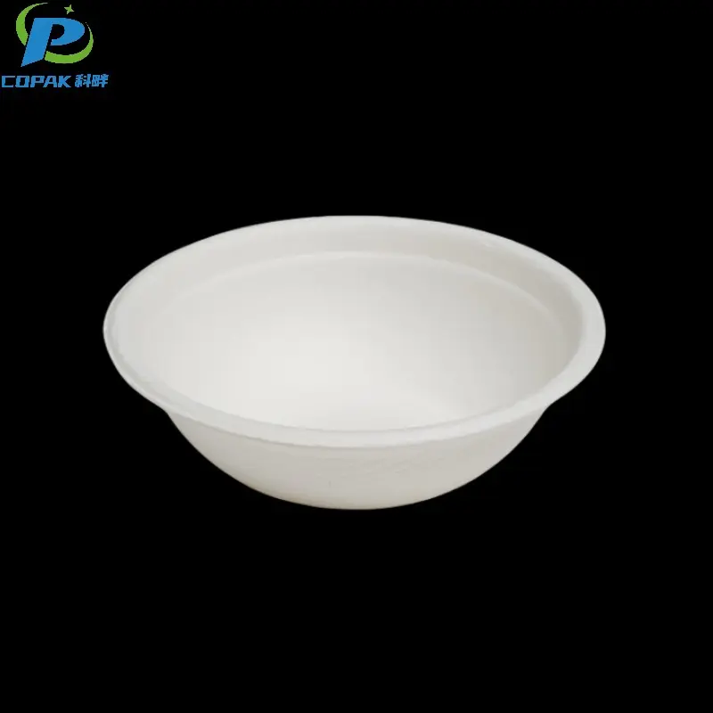 7inch white sugarcane bagasse fiber salad bowl