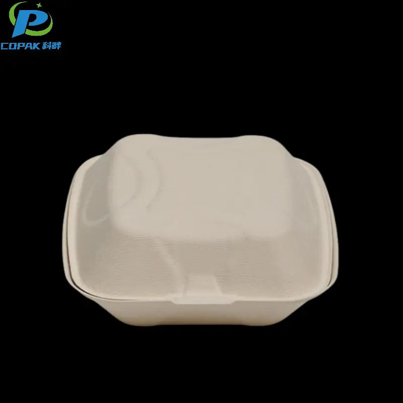 PFAS free Eco Friendly Custom Takeaway Bagasse Clamshell
