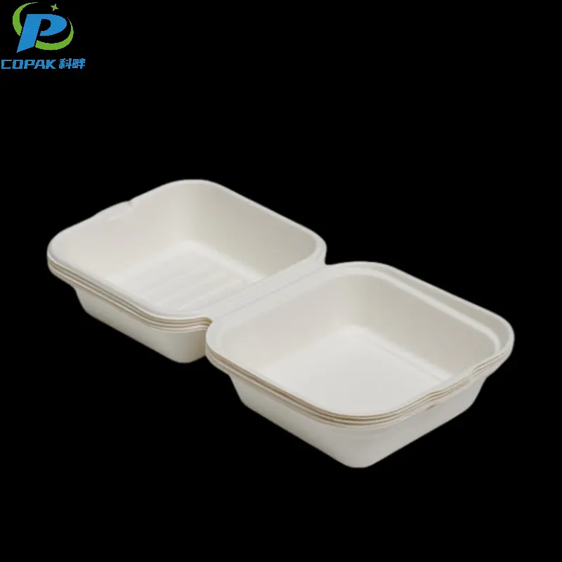 EU 6” compostable sugarcane molded Burger Box